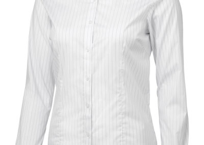 Ladies LS Urban Poplin Shirt - White/Black