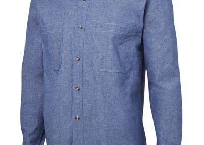 Unisex LS Cotton Chambray Shirt Blue Stitch